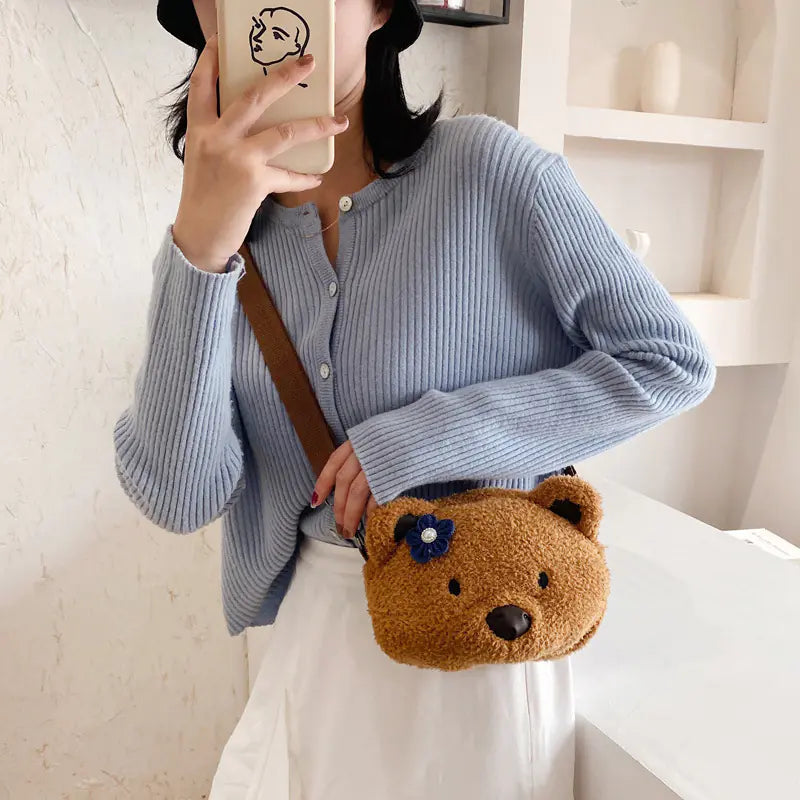 Plush Teddy Bear Crossbody Bag
